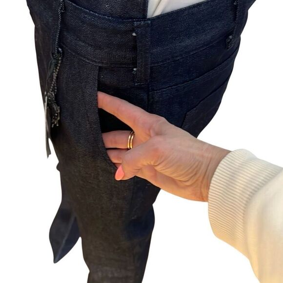 NWT J & Company Raw Denim Suspender Pants Straight Leg Size 28 - Picture 7 of 16